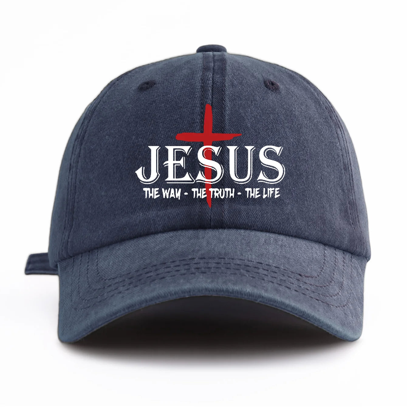 1 Pc JESUS CROSS Print Washed Baseball Cap