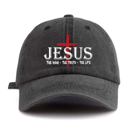 1 Pc JESUS CROSS Print Washed Baseball Cap